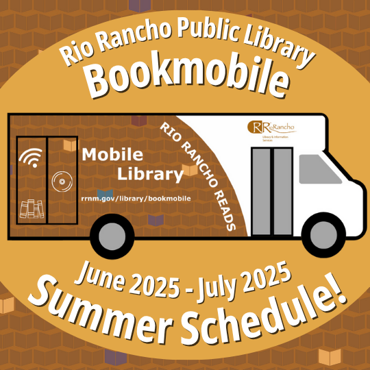 The Rio Rancho Public Library Bookmobile's summer schedule is here! 

Check out our map and schedule at rrnm.gov/Bookmobile to find a stop near you!