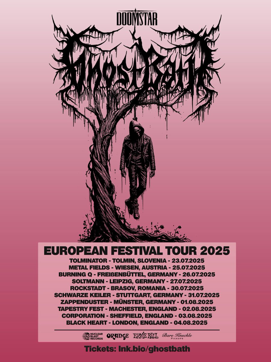 Ecstatic to announce that I’ll be joining Ghost Bath as their live guitarist for their upcoming European tour this July/August! Very thankful for the opportunity and looking forward to meeting some of you on the road this summer 🖤