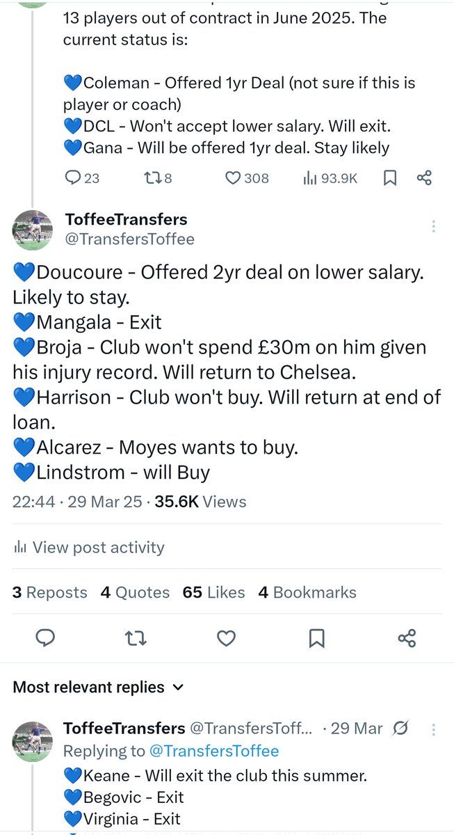 TransfersToffee's tweet image. From the 29th March. Other than Lindstroem injury preventing a chance to purchase the rest has worked out as expected. Thanks
