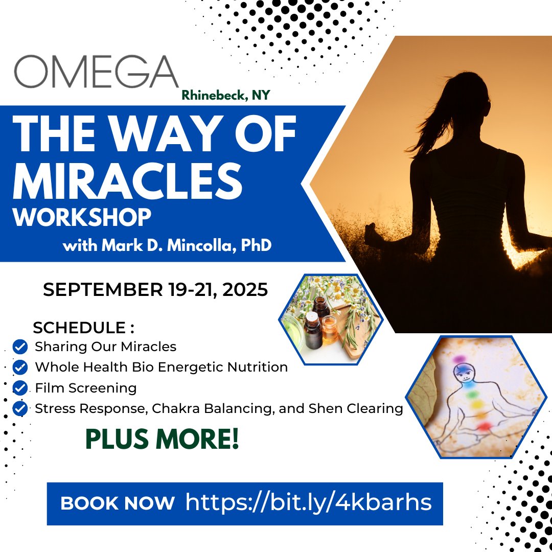 markmincolla's tweet image. Are you ready to embark on a transformative journey that transcends the ordinary and taps into the extraordinary? This immersive experience is inspired by my groundbreaking book, The Way of Miracles: Accessing Your Superconsciousness. 
Learn more: eomega.org/workshops/the-…