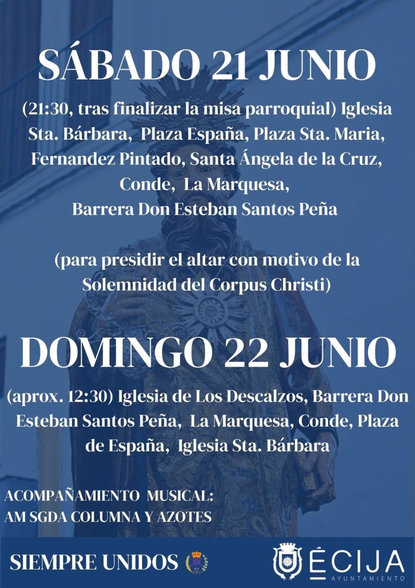 laecijacofrade's tweet photo. #CorpusChristiEcija2025 | Salida extraordinaria de San Pablo con motivo de la Solemnidad del Corpus Christi.

📸 | @Niogomezz

⬇️ ¡Toda la información aquí! https://t.co/Dg8wDiIdJh