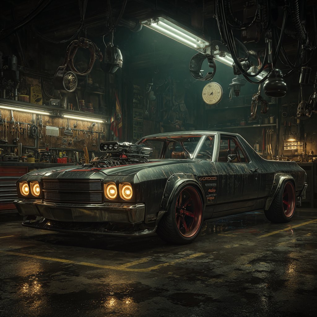 Siempre ha estado allí
El hermano del destino
Nunca solo me sentí
A mi lado, el camino...

#Chevrolet #elcamino #musclecar #aiartcommunity #Aiart️
