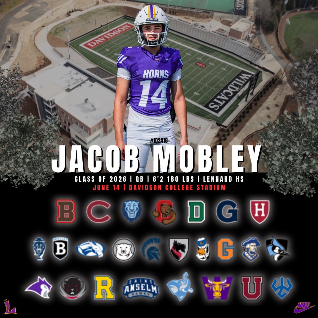 jacob mobley (@jacobmoble) on Twitter photo Attending the National Academic Camp at Davidson tomorrow, June 14th! Coaches, come check me out!
<a href="/CoachShaneMonty/">Shane Montgomery</a> <a href="/SSmith_II/">Coach Seitu</a> <a href="/CoachW_Edwards/">Willie Edwards</a> <a href="/CoachKKennedy/">Keegan Kennedy</a> <a href="/Greg_Chimera/">Greg Chimera</a> <a href="/LennardFootball/">Lennard Football</a> <a href="/Coach_KBjr/">KB Belton 🏈</a> <a href="/QBcoach1/">Chip Bennett</a> <a href="/CJBennett_08/">The Stable</a> Attending the National Academic Camp at Davidson tomorrow, June 14th! Coaches, come check me out!
<a href="/CoachShaneMonty/">Shane Montgomery</a> <a href="/SSmith_II/">Coach Seitu</a> <a href="/CoachW_Edwards/">Willie Edwards</a> <a href="/CoachKKennedy/">Keegan Kennedy</a> <a href="/Greg_Chimera/">Greg Chimera</a> <a href="/LennardFootball/">Lennard Football</a> <a href="/Coach_KBjr/">KB Belton 🏈</a> <a href="/QBcoach1/">Chip Bennett</a> <a href="/CJBennett_08/">The Stable</a>