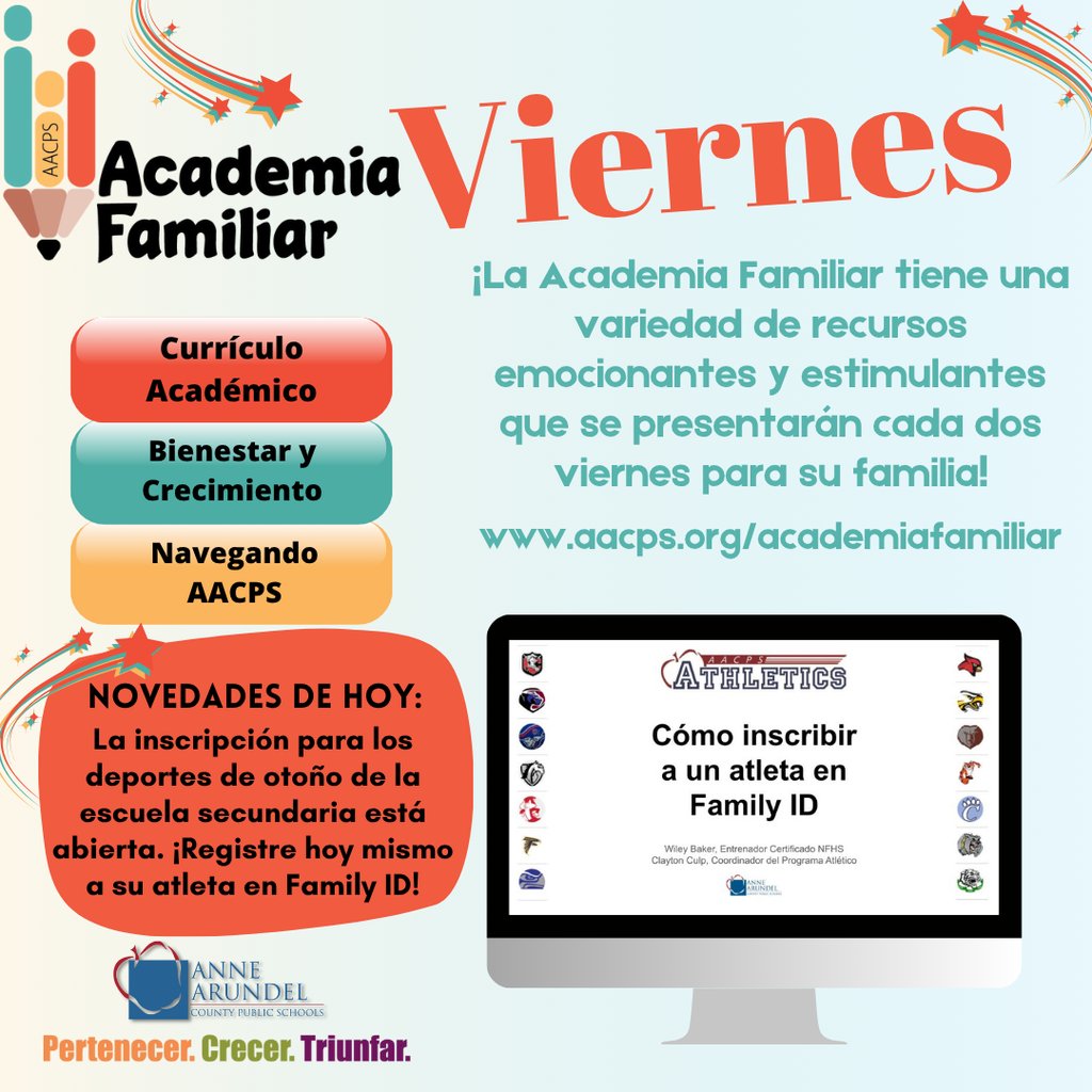 It's Family Academy Friday! Check out the Family Academy Newsletter at aacps.edurooms.com/engage/family-…. Visit the Family Academy anytime at aacps.org/familyacademy!  #AACPSFamily #BelongGrowSucceed
