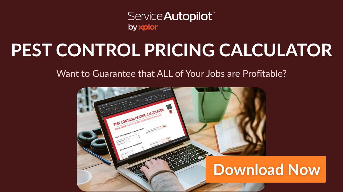 Pest Control Pros -- want to guarantee that ALL of your jobs are profitable?

Download our FREE pricing calculator will help you: ow.ly/CzT950VU9xo

#ServiceAutopilot
#PestControlBusiness #PricingCalculator