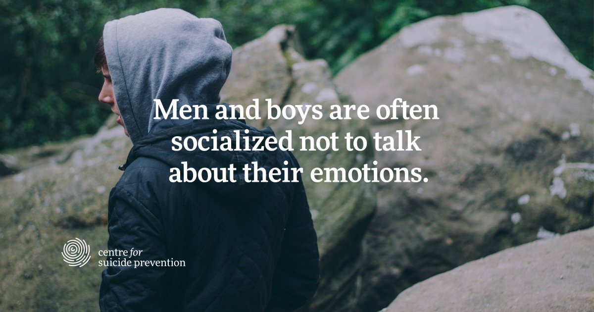 Men who were raised with the idea that showing any sign of emotion is a “weakness” are more likely to hide their emotions, which can become overwhelming and may lead them to a point of crisis.  suicideinfo.ca/local_resource… #buddyup