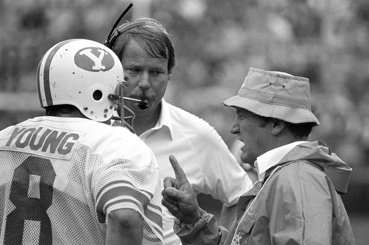 In 1982, BYU Head Coach LaVell Edwards had Steve Young at QB with Mike Holmgren as his QB Coach.

A young Andy Reid was the Graduate Assistant.