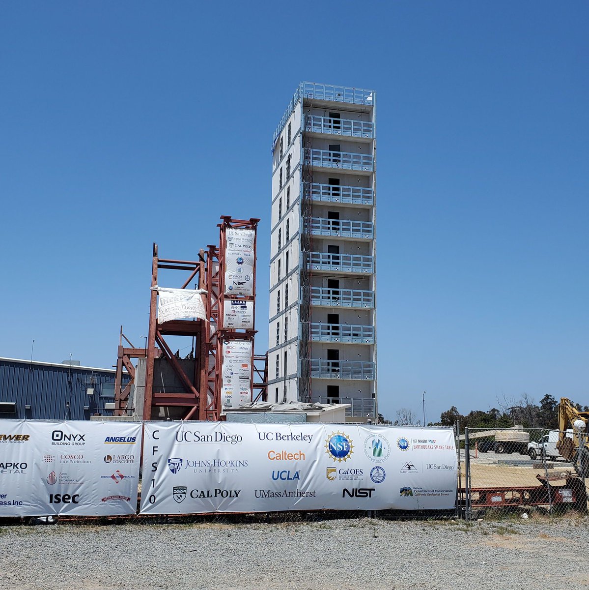 CaltechSeismo's tweet image. Starting next week on June 16, a major collaborative effort is launching at UC San Diego’s Englekirk Structural Engineering Center (NHERI@UCSD) to test how a full-scale 10-story cold-formed steel building responds to extreme shaking and live fire. This project brings together…
