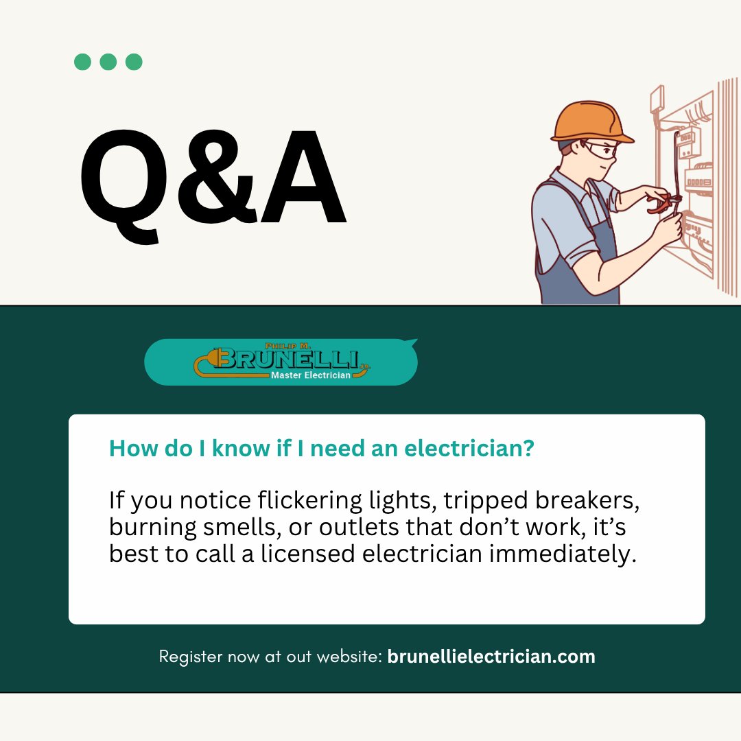 Brunelli_Elec's tweet photo. If you own a home, this is one electrical tip you need to know and look out for! Keep this question the next time you look at your property's electrical system.

https://t.co/oQMbGugNk0

#electrical #faq #lighting #electric #electricians #flickering #electricity #inspection https://t.co/JA2HFZatpv