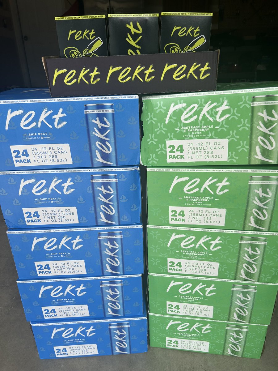 Was running out of my lime <a href="/rektdrinks/">Rekt Drinks</a> so the <a href="/AbstractChain/">Abstract</a> Apple and <a href="/opensea/">OpenSea</a> Ship Rekt came in just in time. 

Need to start ordering double now that the wife won’t stop drinking them.. 

Shoutout to the team, flawless execution as always 

$REKT WORLD DOMINATION