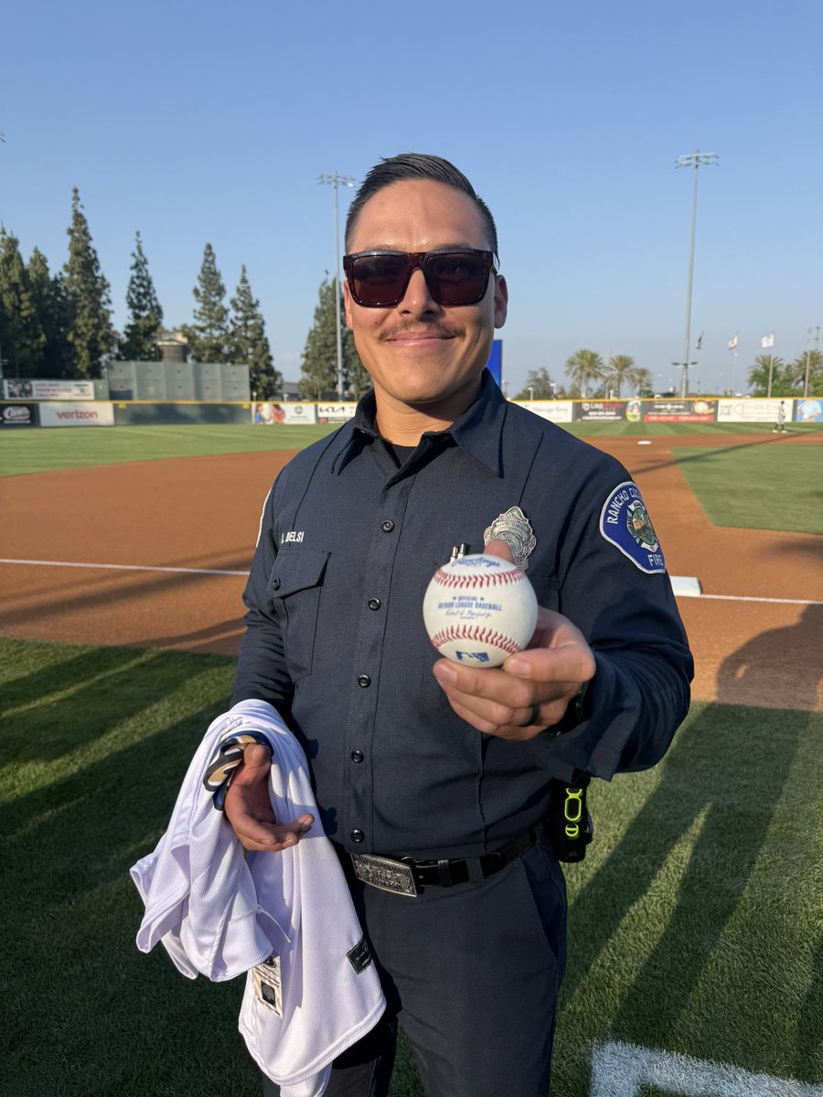 Rancho Cucamonga Fire District (@rcfd_pio) on Twitter photo Firefighter by day, throwing heat from the mound by night!🔥⚾️
Thank you <a href="/RCQuakes/">Rancho Cucamonga Quakes</a> for having Fire Engineer Delsi throw the first pitch at last weekend’s First Responders Night! Firefighter by day, throwing heat from the mound by night!🔥⚾️
Thank you <a href="/RCQuakes/">Rancho Cucamonga Quakes</a> for having Fire Engineer Delsi throw the first pitch at last weekend’s First Responders Night!