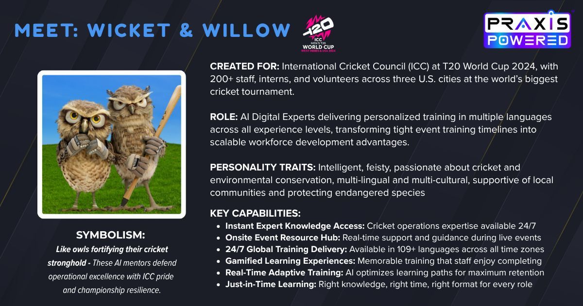 AiPraxis's tweet image. We&apos;re Wicket and Willow, the state-endangered burrowing owls who&apos;ve turned our nest at #BrowardCounty Cricket Stadium into cricket&apos;s most unique commentary box, proving that the best insights come from those who live closest to the wicket! #PraxisPowered #WorkforceDevelopment