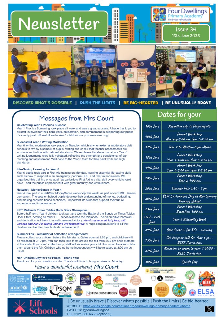 Four Dwellings Primary Academy (@fourdwellingspa) on Twitter photo This week's newsletter is ready to download - click on the link! drive.google.com/file/d/18X_vX_…
<a href="/MrsM_Court/">Michelle Court</a> <a href="/LiftSchools/">Lift Schools</a> <a href="/QuintonB32News/">Quinton B32 News</a> This week's newsletter is ready to download - click on the link! drive.google.com/file/d/18X_vX_…
<a href="/MrsM_Court/">Michelle Court</a> <a href="/LiftSchools/">Lift Schools</a> <a href="/QuintonB32News/">Quinton B32 News</a>