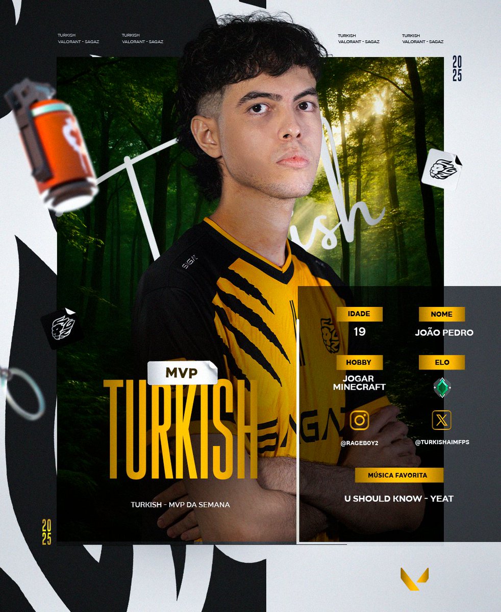SAGAZ (@sagazesports) on Twitter photo João Pedro, ou <a href="/turkishaimfps/">turkish rei</a> como é conhecido no cenário é nosso MVP da Semana.
Além de Valorant o hobby favorito do Turskish é jogar Minecraft quem ai se indentifica? Comenta aqui!
#Sagaz #besagaz #sejasagaz João Pedro, ou <a href="/turkishaimfps/">turkish rei</a> como é conhecido no cenário é nosso MVP da Semana.
Além de Valorant o hobby favorito do Turskish é jogar Minecraft quem ai se indentifica? Comenta aqui!
#Sagaz #besagaz #sejasagaz