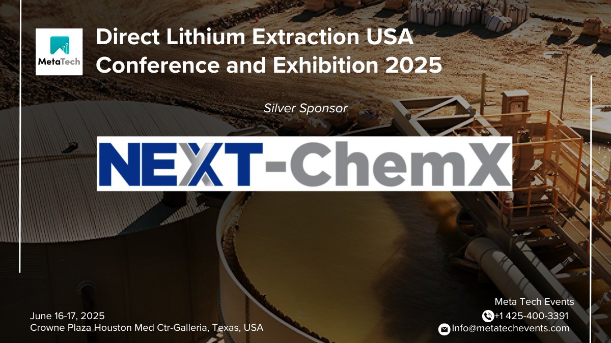Say hello to
<a href="/NextChemx/">NEXT-ChemX Corporation</a>
, sponsor at the #DLEUSA2025! They’re leading the way with Ion Targeted Direct Extraction (iTDE)—a clean, low-energy lithium extraction tech using hollow fiber membranes. 🎟️ $299 (1 pass) | $899 (5 passes) 📷directlithiumextractionusa.com/delegate_packa…… #NEXTChemX #CleanTech