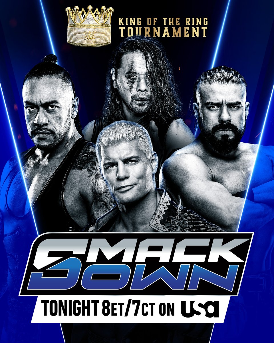 WWE (@wwe) on Twitter photo The King of the Ring Tournament continues TONIGHT on #SmackDown with these two huge Fatal 4-Way Matches!
Who do you have advancing? 🤔 👑
📺 8ET/7CT on <a href="/USANetwork/">USA Network</a> The King of the Ring Tournament continues TONIGHT on #SmackDown with these two huge Fatal 4-Way Matches!
Who do you have advancing? 🤔 👑
📺 8ET/7CT on <a href="/USANetwork/">USA Network</a>