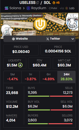 Bullrun_Gravano's tweet photo. Same dev @theunipcs : 

#USELESS - $80m ATH 
#WARCOIN - $400k (launched today)  

BV6ZwvysMT7jNvc76nuHH1ZrZE4kbr4fkH5Zs25Bbonk https://t.co/ALErXvx4a4