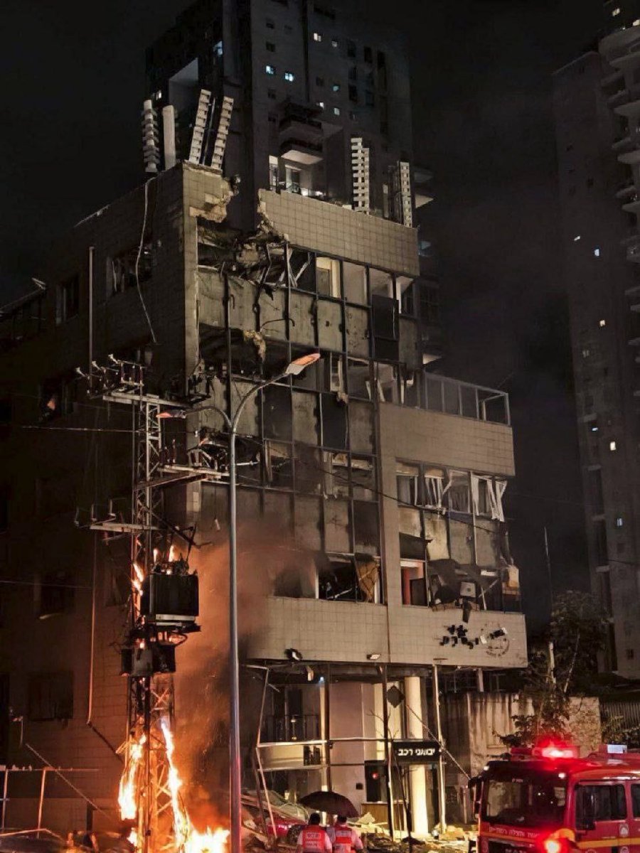 Picture of the building that was hit as a result of Iran’s attack on Tel Aviv.