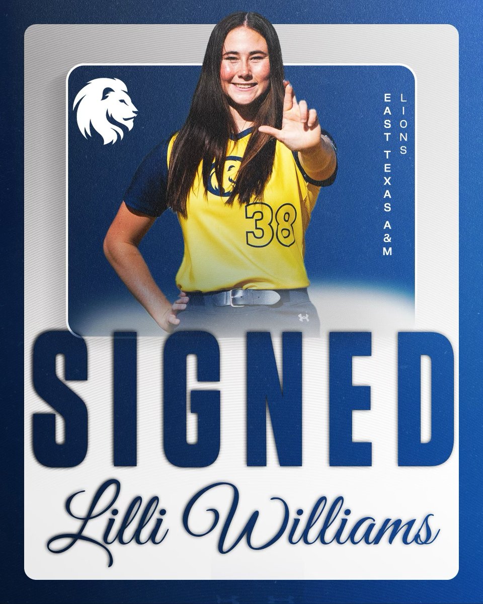 East Texas A&M Softball (@lion_softball) on Twitter photo Excited to welcome <a href="/Lilli_W05/">Lilli Williams</a> to the Lion Softball family! #HailET Excited to welcome <a href="/Lilli_W05/">Lilli Williams</a> to the Lion Softball family! #HailET