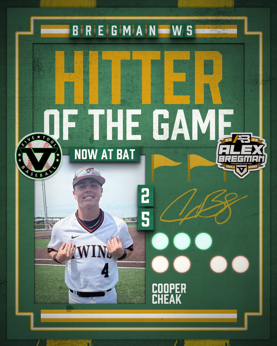 ✭Five Tool Texas✭ (@fivetooltexas) on Twitter photo #BregmanWS F: <a href="/DFWTwins/">DFW TWINS</a> 15U Scout 3, Marucci Elite Texas Hodges 1
PoG: Pate Taylor 7 IP, 4 K, ER
Hitter: @Cooper_cheak4 3-3, 2B, 2 R
Notables: <a href="/BoulwareCharlie/">Charlie Boulware</a> 2-3, RBI
<a href="/jakemahan02/">Jacob Mahan</a> 3-4, RBI #BregmanWS F: <a href="/DFWTwins/">DFW TWINS</a> 15U Scout 3, Marucci Elite Texas Hodges 1
PoG: Pate Taylor 7 IP, 4 K, ER
Hitter: @Cooper_cheak4 3-3, 2B, 2 R
Notables: <a href="/BoulwareCharlie/">Charlie Boulware</a> 2-3, RBI
<a href="/jakemahan02/">Jacob Mahan</a> 3-4, RBI