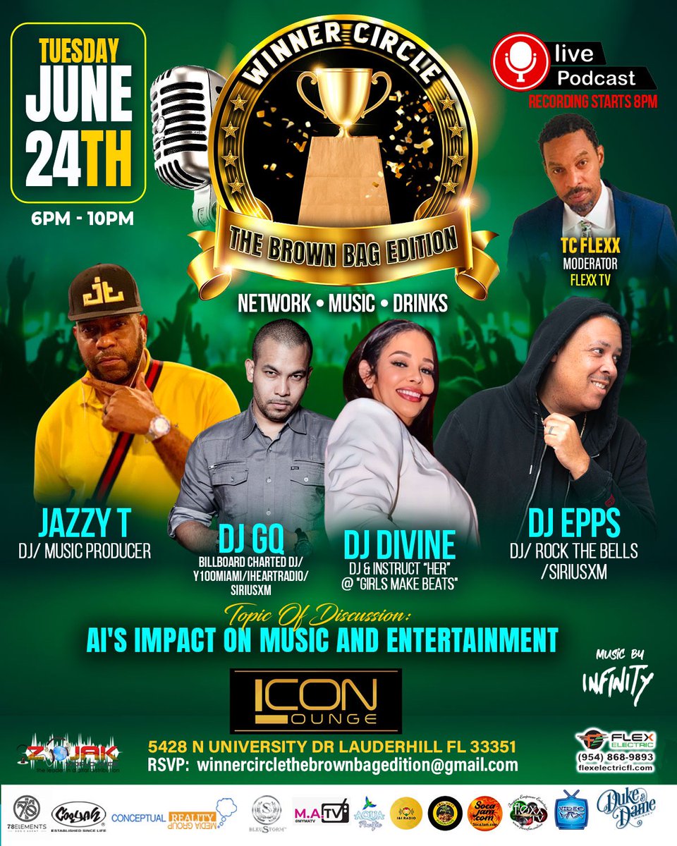 honorebel's tweet image. Tuesday June 24th/2025 6pm-10pm @ Icon Lounge 5428 University Dr Lauderhill Florida