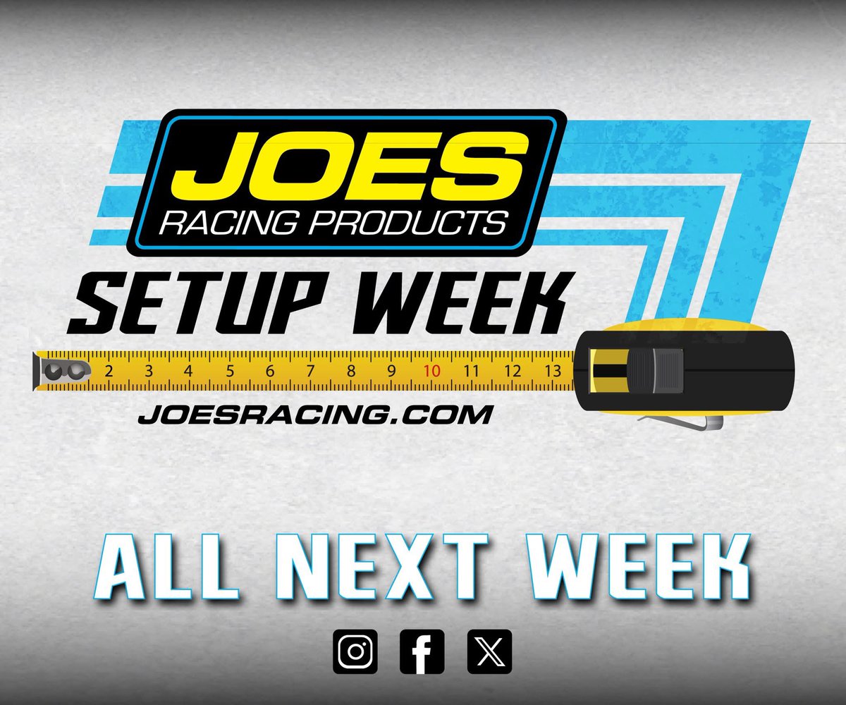This upcoming Monday we’ll be kicking off Setup Week at JOES! Each day we’ll be showcasing one of our many setup tools and how they can help you on and off the track! 

Tune into our social media channels all next week for demo videos and more!