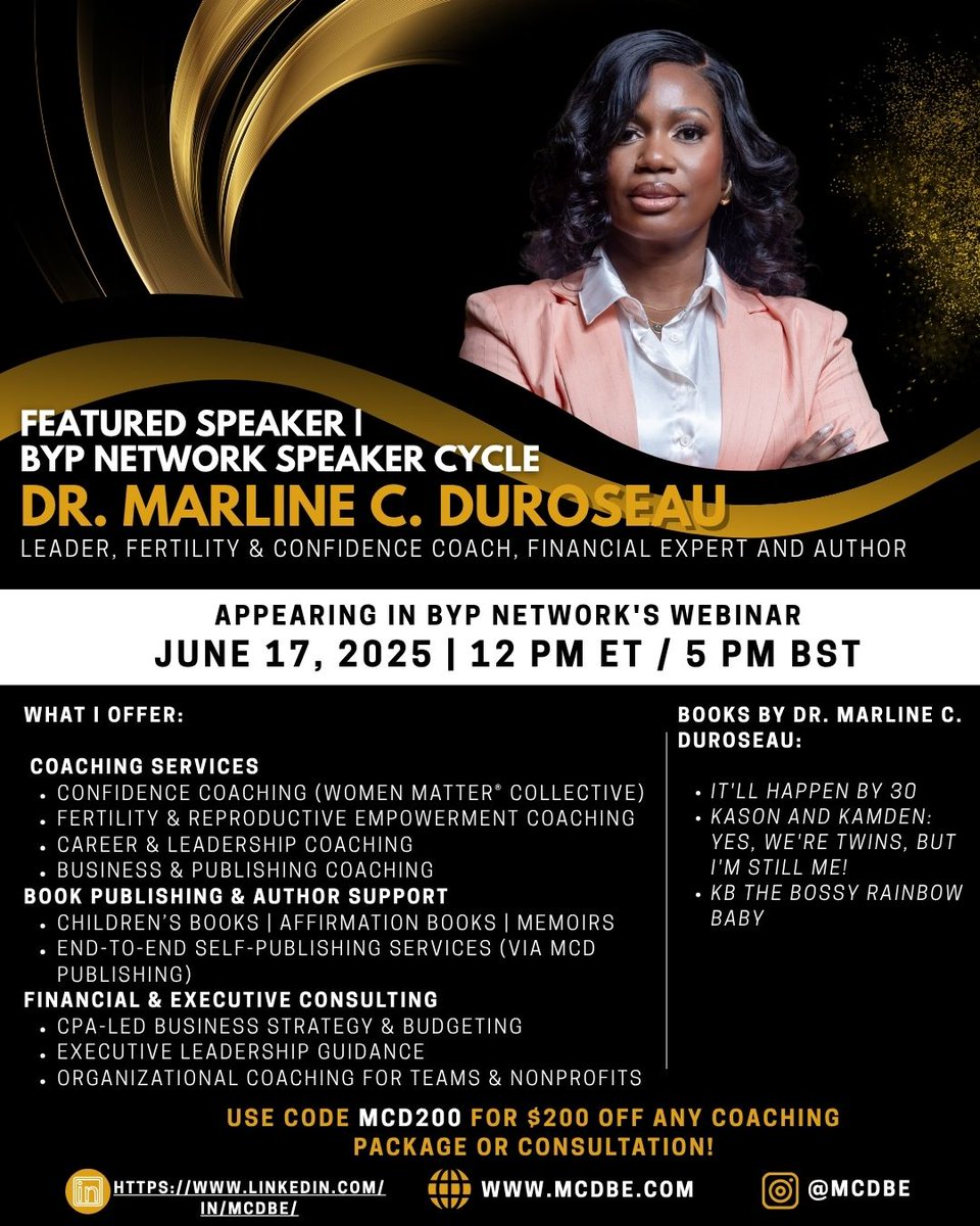 mcdbe_'s tweet image. ✨ I’m speaking at the #BYPSpeakerCircle! Join me for a convo on money, fulfillment &amp;amp; redefining success.
📅 June 17 | 🕛 12 PM ET / 5 PM BST
📍 Live on Zoom
🔗 Register: eventbrite.co.uk/e/the-money-vs…
#BYPNetwork #SuccessRedefined