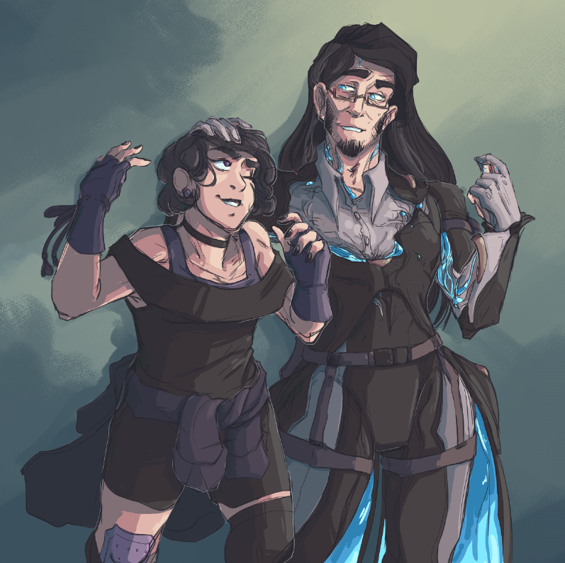 RoboMythos's tweet image. 1999 versions of my Operator and her Limbo. He's a protoframe, she's just a normal teenager.
#Warframe #WarframeFanart