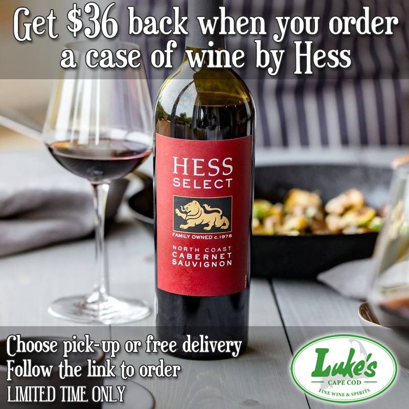 For a limited time when you order a case of Hess wines, you'll get $36 back! Choose a free delivery or pick-up at our West Yarmouth store. For more information, follow the link: buff.ly/GTAaRIh 

#gottagotolukes #CapeCod