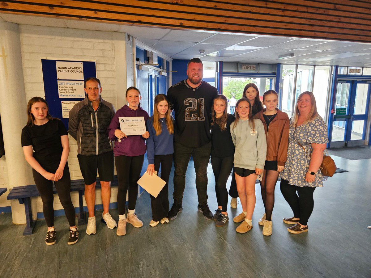 Congratulations to all the girls that were honoured at last nights celebration of sports awards at Nairn Academy. Group photo of the girls who were present with Tom “the albatross” Stoltman. So nice to see them recognised out with the club! Keep up the good work <a href="/stoltman_tom/">Tom Stoltman</a>