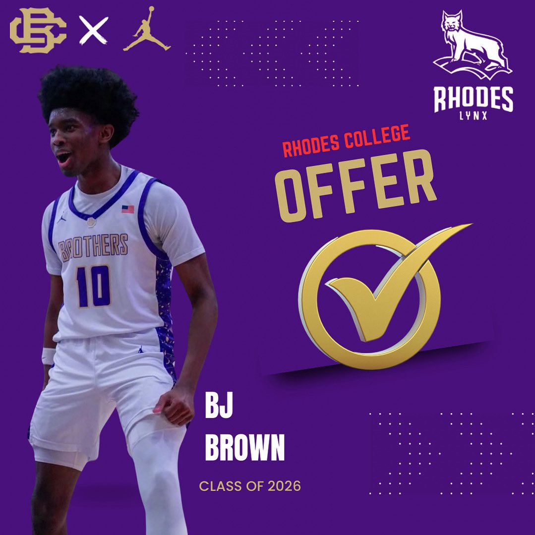 Congratulations to senior, BJ Brown, who picks up an offer from Rhodes College today! <a href="/bj_brown10/">Bj Brown</a>
#TheBrotherhood | #GoBrothers