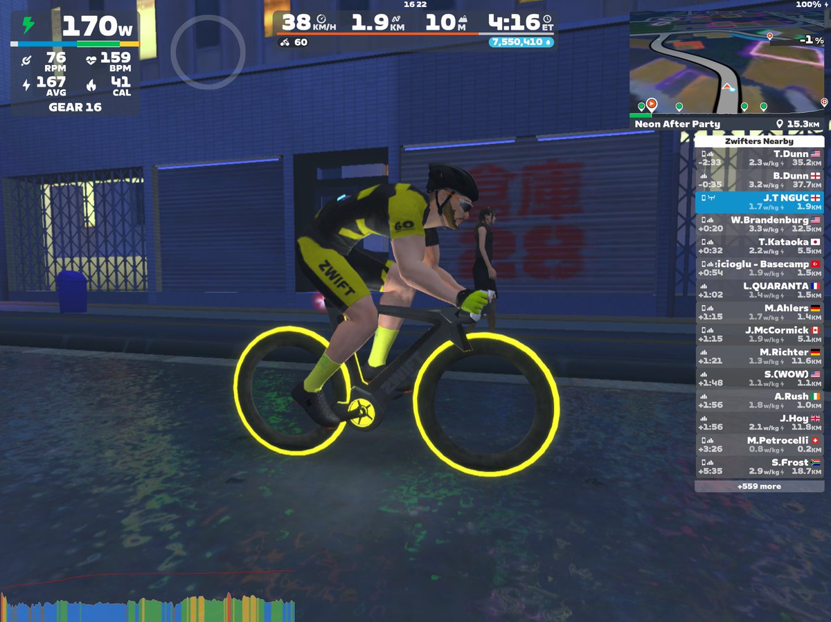 got my Tron bike on <a href="/GoZwift/">Zwift</a> at long last in my level 60 kit (well 61 now) but all great tin TDF Yellow lol