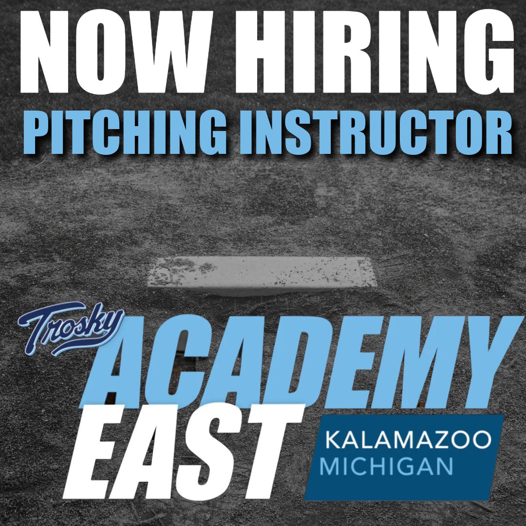 troskyacademy's tweet image. NOW HIRING: Pitching Instructor
📍 Trosky Academy East – Kalamazoo, MI
🕒 Full-Time Position
We're looking for a high-level Pitching Coach with college or pro experience to join our elite staff. If you're passionate about player development, technology-driven training, and…