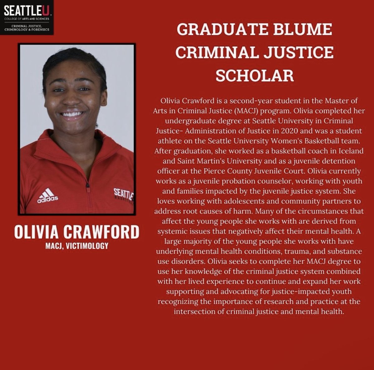 SeattleU Criminal Justice, Criminology & Forensics tweet media