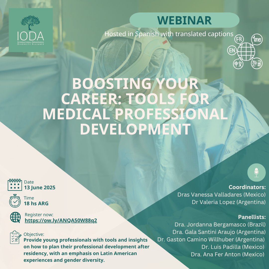 OrthoDiversity's tweet image. Last chance to register for today's webinar: "Boosting your career: Tools for medical professional development". The webinar will begin in 20 minutes.
Register now: us02web.zoom.us/webinar/regist…
