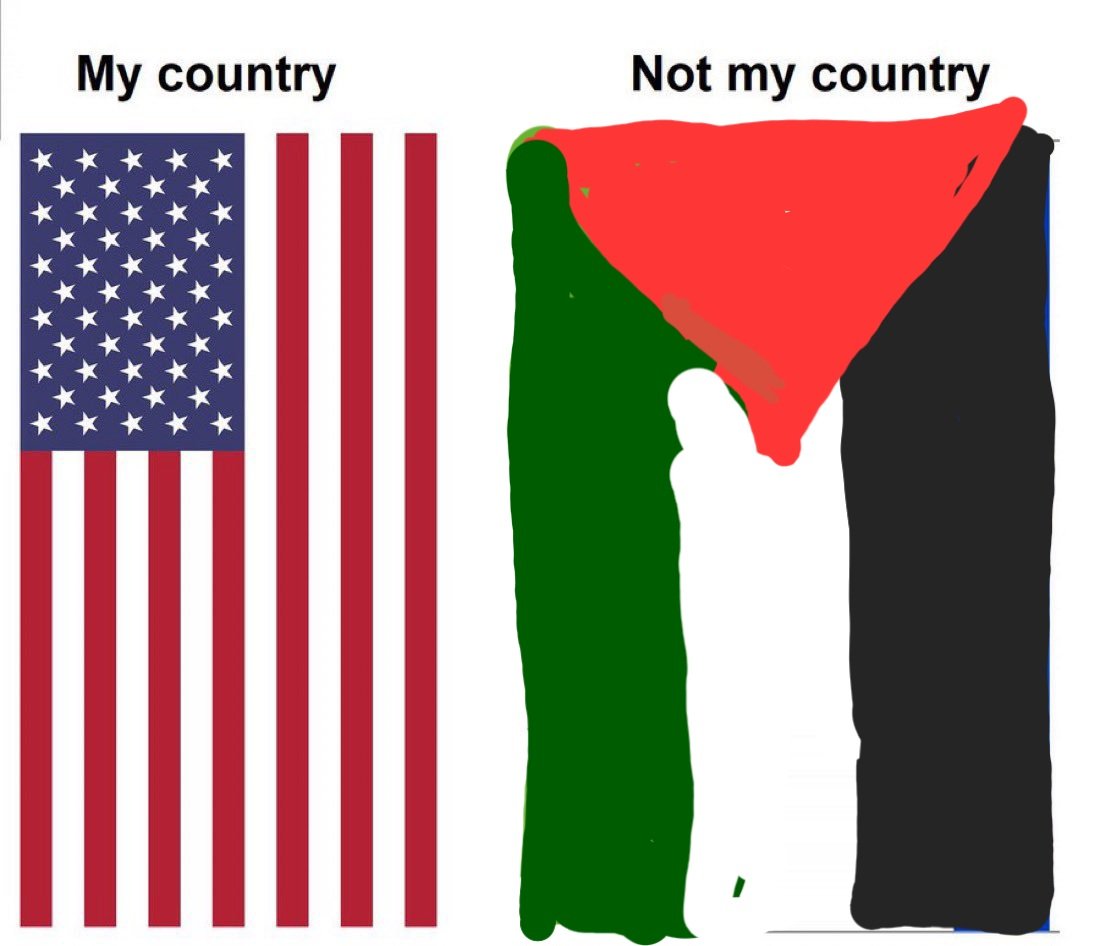 I saw someone dumb enough to use this with the Isreali Flag so I used their argument against them

Ignore the bad craftsmanship of the flag, I gave less of a damn about how good a terrorist flag looked than I did your wife's face, which is an achievement