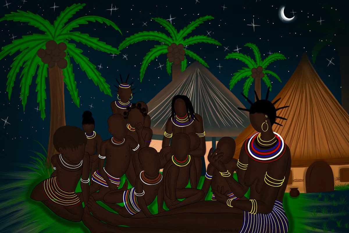 I remember those days When mama would tell us (me &amp; siblings) fun stories under the moonlight..
We would laugh and eat roasted corn together..
Best days of my life🤍

STORY-STORY 🌙