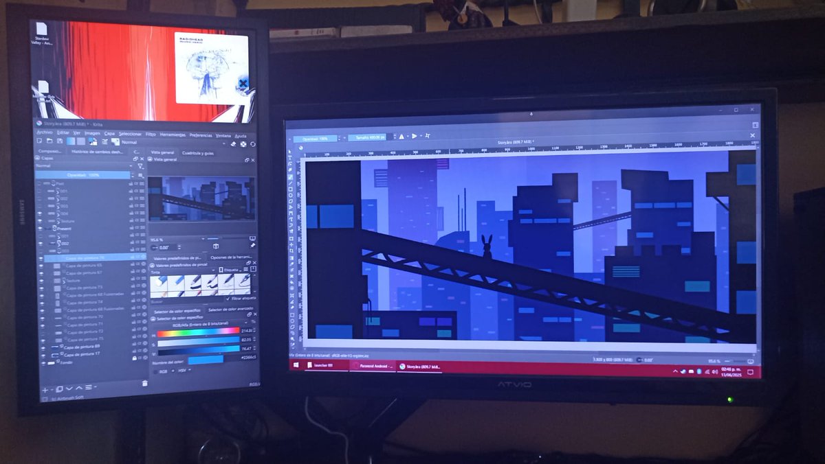 Jac_Rios_'s tweet image. Each time someone sees me drawing, they get surprised about my screen setup😅