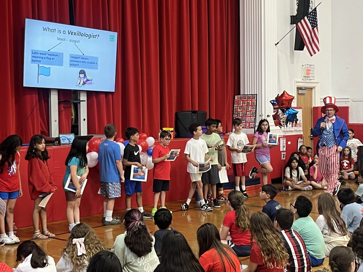 What a <a href="/Jackson_Ave/">Jackson Ave School</a> Flag Day celebration! Special shout out to our 3rd and 4th grade special readers and to our guest historian <a href="/MrBrozik/">Mr B</a> for teaching us interesting facts about our Nation’s flag! We learned, we sang, we marched! <a href="/MineolaUFSD/">Mineola UFSD</a>