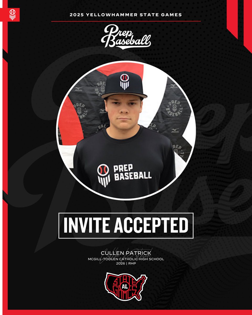 #𝐘𝐒𝐆𝐚𝐦𝐞𝐬𝟐𝟓: 𝐈𝐧𝐯𝐢𝐭𝐞 𝐀𝐜𝐜𝐞𝐩𝐭𝐞𝐝 ✅

RHP Cullen Patrick (<a href="/McTBaseball/">McTBaseball</a>, 2026) is 𝗟𝗢𝗖𝗞𝗘𝗗 𝗜𝗡 🔐 for the Yellowhammer State Games, held on June 17th-18th at Sand Mountain Park in Albertville, AL.

Request an invite to the premier event of the summer. ⤵️

🔗:
