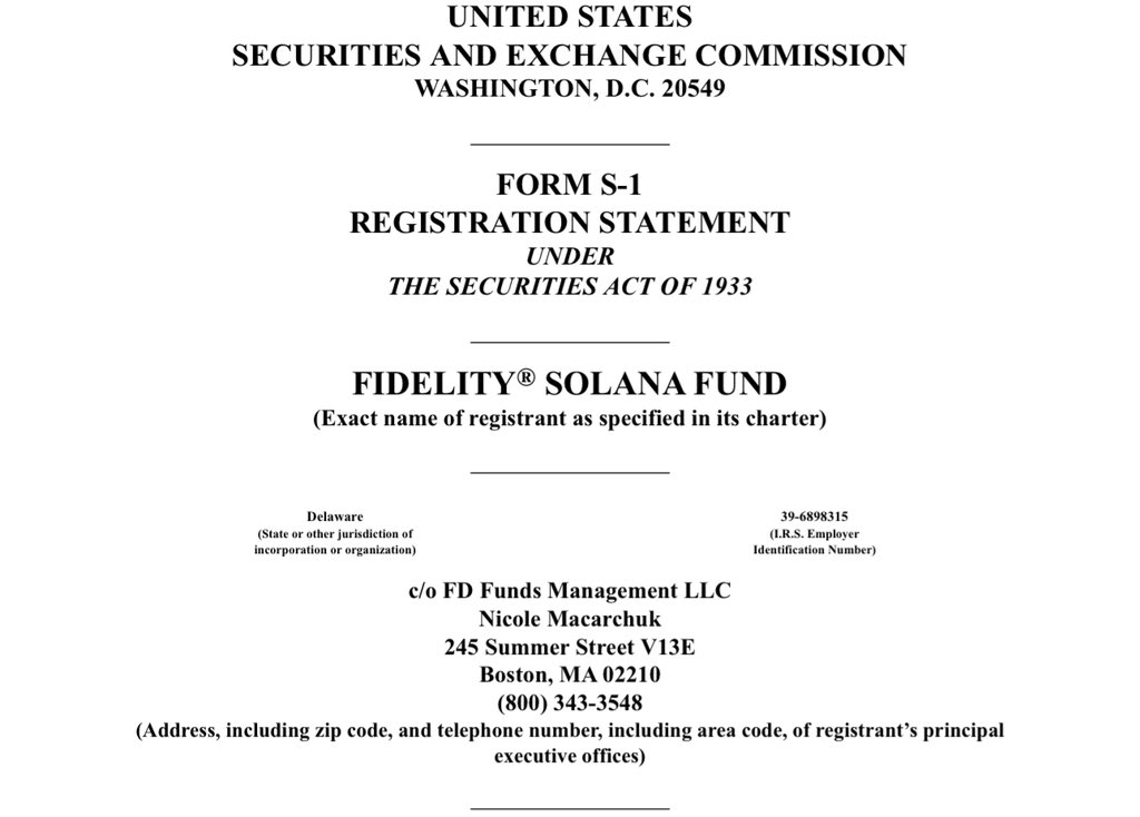 🚨LATEST: <a href="/Fidelity/">Fidelity Investments</a> has also filed an updated version of its Spot @Solana ETF S-1 application.

Fidelity Investments has over $800 billion in assets under management.