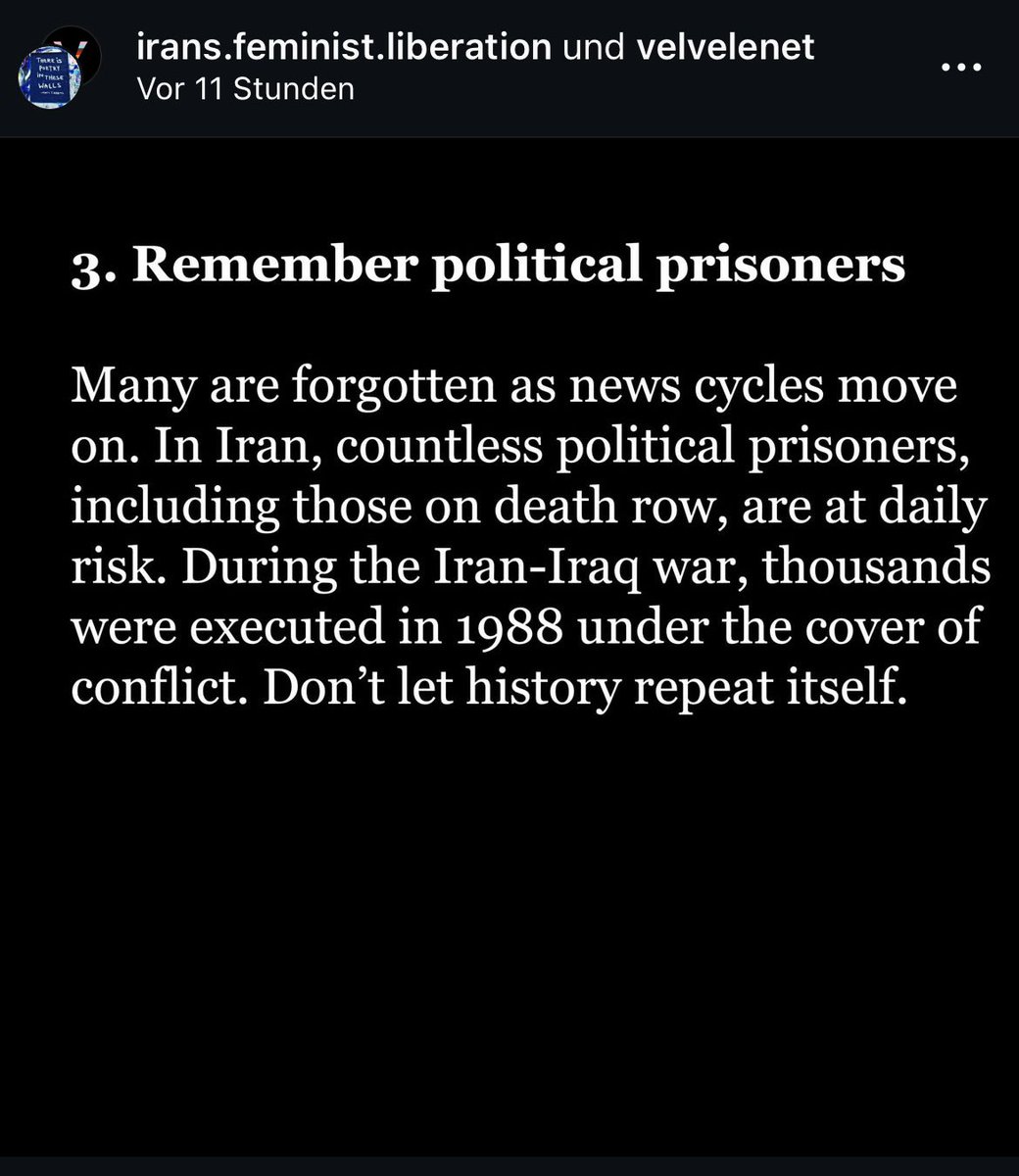 Solidarity must be intersectional. Ich weiß, ist schwer für manche hier zu verstehen, aber man kann sowohl das iranische Regime als auch die Angriffe jetzt Scheiße finden. Paar gute Hinweise von iranischen Aktivist:innen. Dachte ich teile sie auch mal hier.