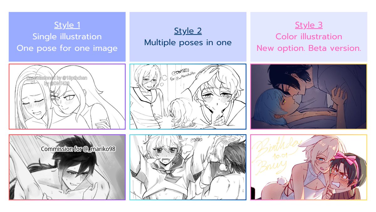 DNT420's tweet image. 📢NSFW Commission Open!
Please see more details and samples on Canva. Thank you for your attention!
Price range start from 900฿ - 2500฿ (approx.$27-$77)
For international clients: canva.com/design/DAGqQzC…