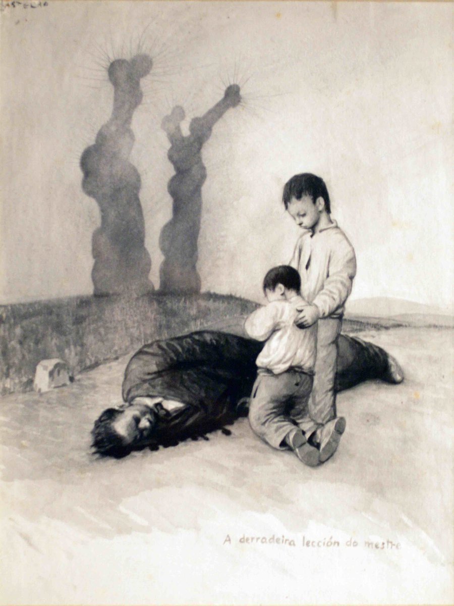 Castelao.
A derradeira lección do Mestre, [La última lección del maestro], es probablemente el dibujo más emblemático del álbum Galicia Mártir (1937).
Museo de Pontevedra. 
#2025AnoCastelao