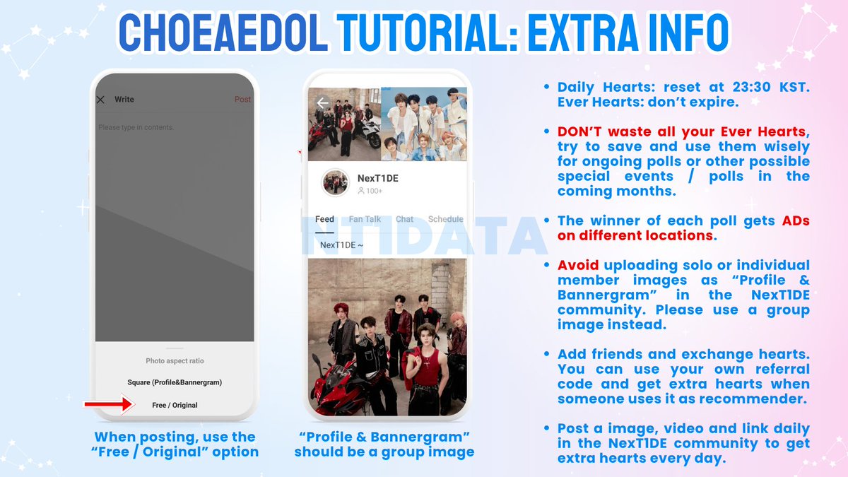 ★ CHOEAEDOL TUTORIAL ★

Full tutorial on how to use the Choeaedol app. Please read carefully and make sure to use your Ever Hearts wisely.

🎯 GOAL: secure #1 place in the Rookie poll every day.

#VoteForNexT1DE #NEXT1DE #DORN #THIO #HUYETAO #SHEN #tOMAR #XIONG #YAOZIHAO