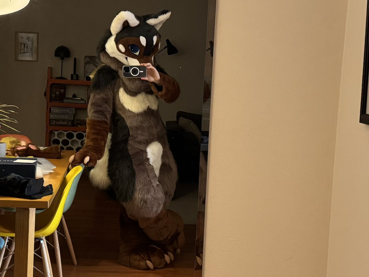KibbleMachine's tweet image. I’ll get better pictures once the boyfriend is here to help, but until then, here’s a little something for my very first #FursuitFriday 

🐕

🪡 @ThatsFurredUp