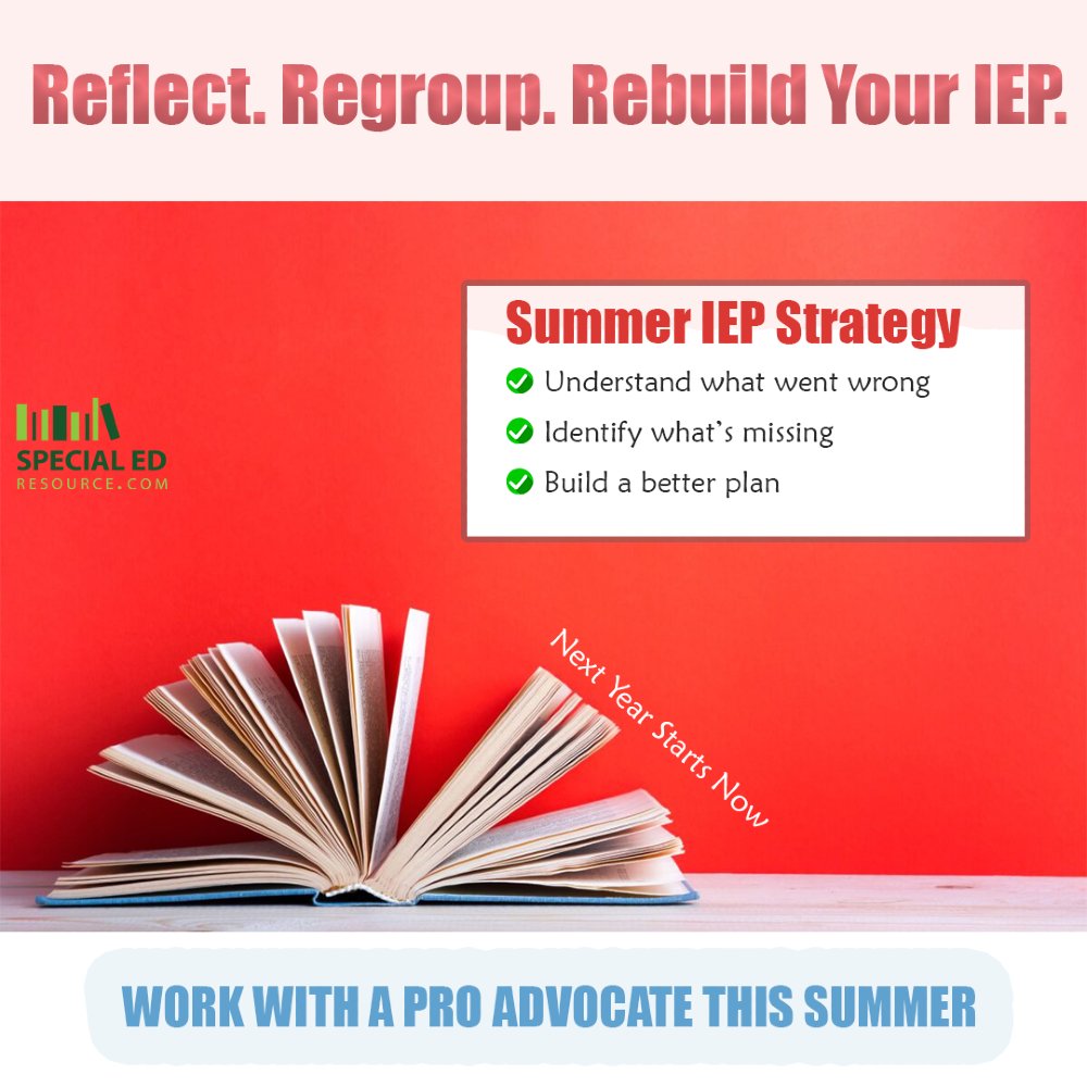 SpEdResource's tweet image. 📅 Use summer wisely: reflect, regroup, and get a real plan.
 An IEP advocate helps you understand what went wrong—and how to fix it before next year begins.
#IEPsupport #SpecialEdAdvocacy #SPEDplanning #ParentEmpowerment #IEPstrategies