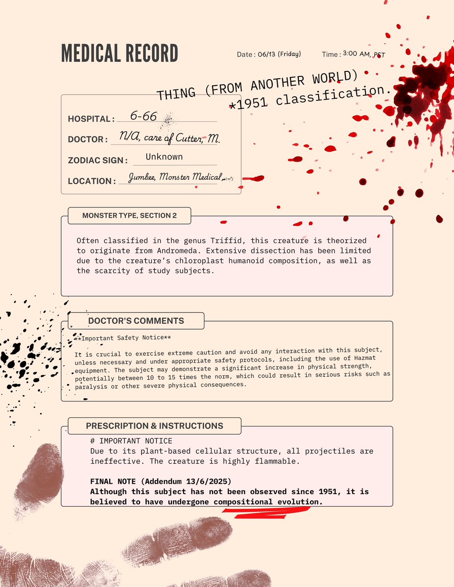 Monte Light 🎬 (@montelight) on Twitter photo Thing (From Another World) *1951 Classification.
We pulled this one from the depths of our Unit 6-66 medical archives.
We’re now on <a href="/Indiegogo/">Indiegogo💡</a>: indiegogo.com/projects/unit-… Thing (From Another World) *1951 Classification.
We pulled this one from the depths of our Unit 6-66 medical archives.
We’re now on <a href="/Indiegogo/">Indiegogo💡</a>: indiegogo.com/projects/unit-…