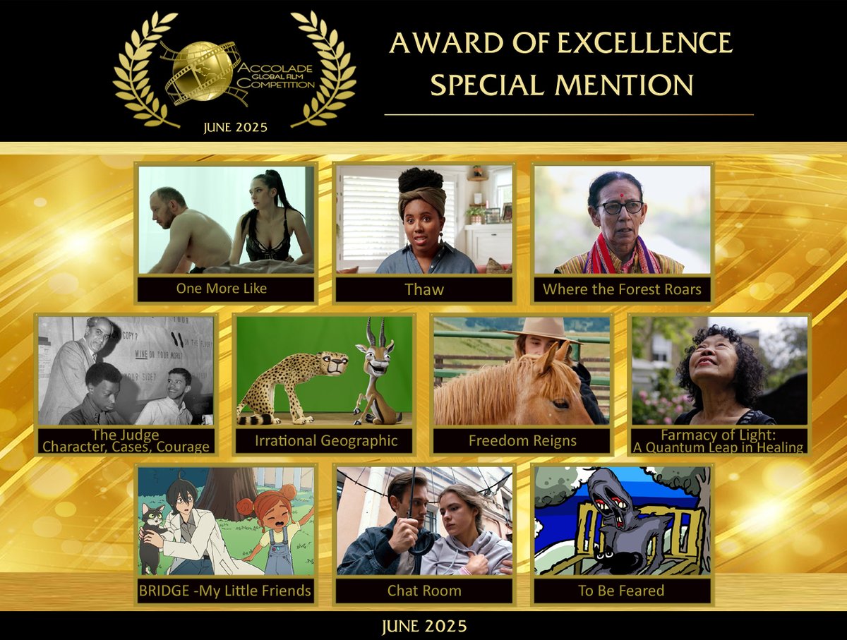 Congratulations to the Award of Excellence ‘Special Mention’ Winners – Accolade's TOP TEN! Your vision, dedication, and talent have truly set you apart, captivating and inspiring - showcasing the power of storytelling at its finest. Read about them here: AccoladeCompetition.org
