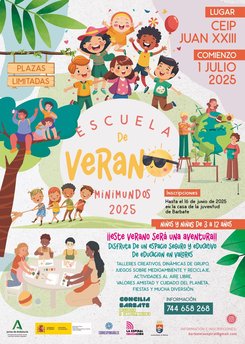 El <a href="/CeipJuanXXIII/">CEIP Juan XXIII</a> ofrece nuevamente su escuela de verano.

🗒️Inscripciones: hasta el 16 de junio en la Casa de la Juventud.

#talleres #aprender #verano2025 #diversión #viajar

<a href="/Cadizexperience/">Cádiz Experience</a> <a href="/LateCadiz/">Late Cádiz | latecadiz.com</a> <a href="/RadioBarbate/">RadioBarbate</a> <a href="/BarbateCultura/">CulturaBarbate</a> <a href="/LaVozdeCadiz/">La Voz de Cádiz</a> <a href="/VivaBarbate/">Viva Barbate</a> 
<a href="/tuyalajanda/">Tuya La Janda Televisión</a>